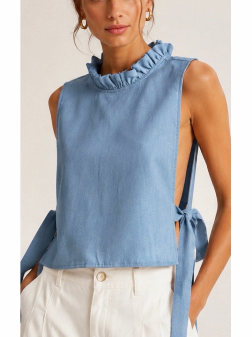 Toit Volant 100% Cotton Side Tie Sleeveless Top